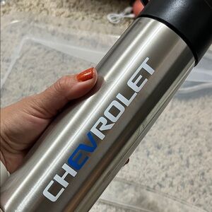 Chevrolet Silver and Black Travel Single Wall Stainless Steel bottle